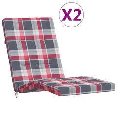 vidaXL krēslu spilveni, 2 gab., oksforda audums, sarkanas rūtis cena un informācija | Krēslu paliktņi | 220.lv