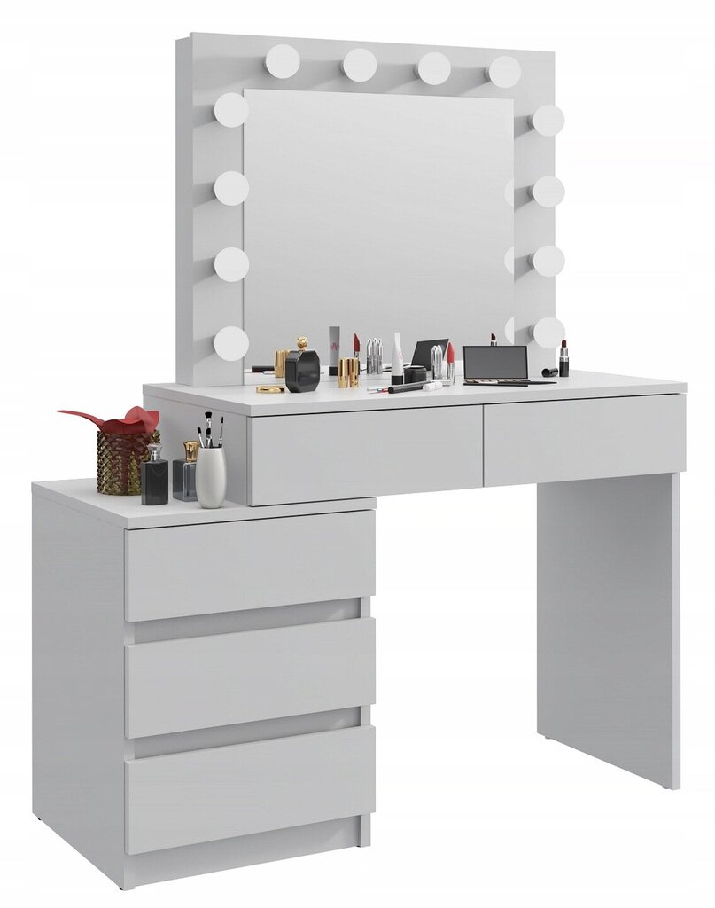 Kosmētikas galds Martigo Plus White Mat 112,5 x 76,8 x 47 cm cena un informācija | Kosmētikas galdiņi | 220.lv