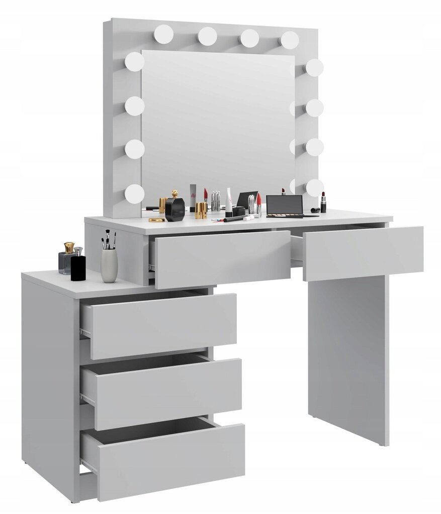 Kosmētikas galds Martigo Plus White Mat 112,5 x 76,8 x 47 cm cena un informācija | Kosmētikas galdiņi | 220.lv