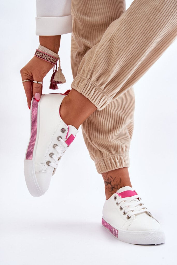 Sieviešu baltas ar rozā zemas kedas, Demira цена и информация | Sporta apavi sievietēm | 220.lv