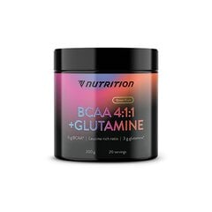 Aminoskābes VNutrition BCAA 4:1:1 + Glutamine (300 g) - Zaļo augļu cena un informācija | Aminoskābes | 220.lv