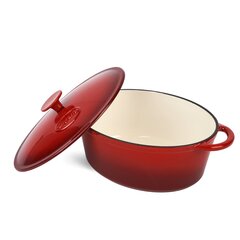 Emaljēts čuguna trauks 6,4 l ovāls (sarkans) цена и информация | Формы, посуда для выпечки | 220.lv