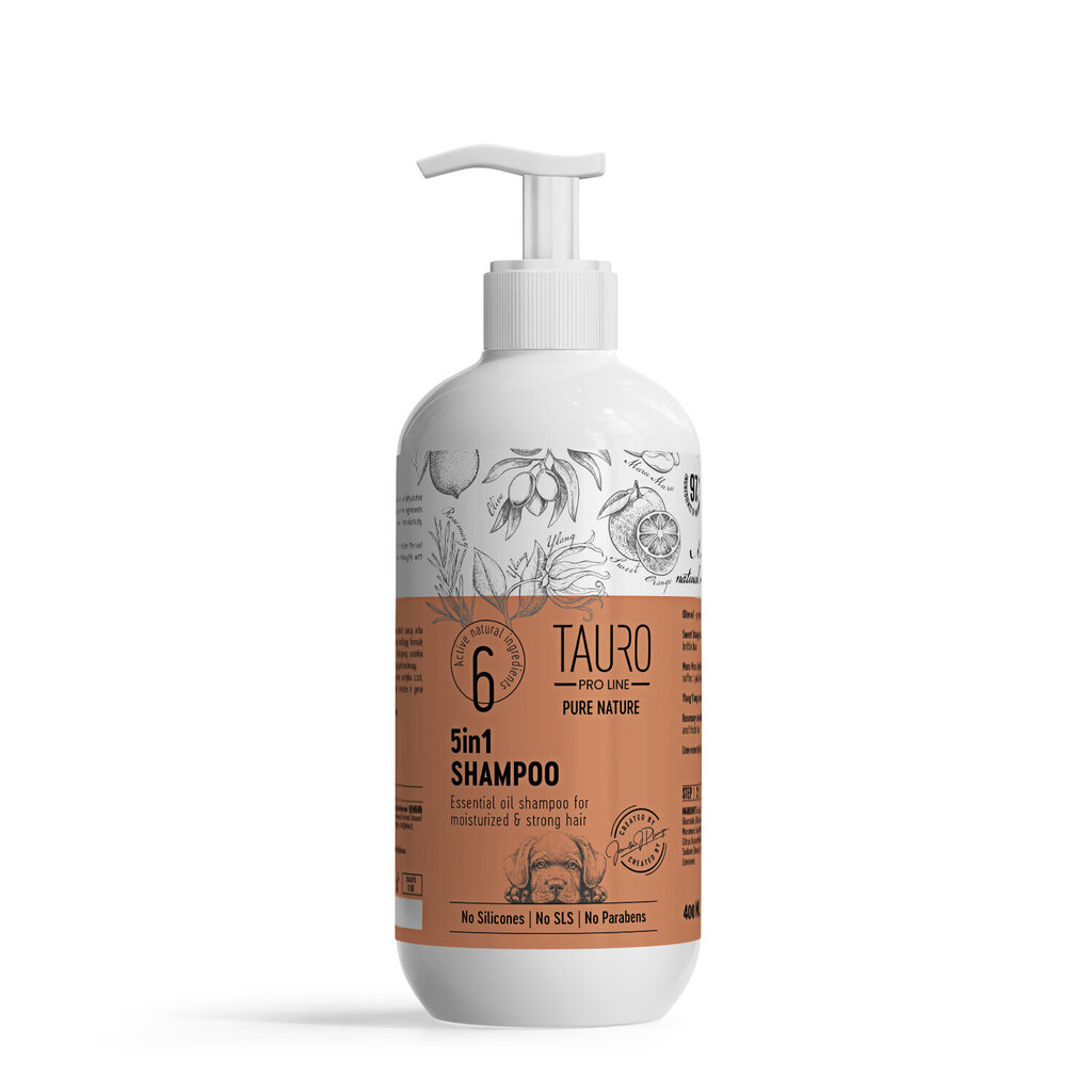 Kažokādu mitrinošs šampūns mājdzīvniekiem Tauro pro line pure nature 5in1 cena un informācija | Kosmētiskie līdzekļi dzīvniekiem | 220.lv