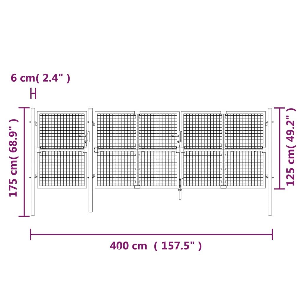 Dārza vārti ar sietu vidaXL 400x175 cm cena un informācija | Žogi un piederumi | 220.lv