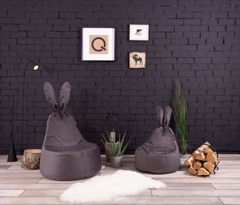 Bērnu sēžammaiss Qubo™ Baby Rabbit Blackberry Pop Fit, melns цена и информация | Sēžammaisi, klubkrēsli, pufi bērniem | 220.lv