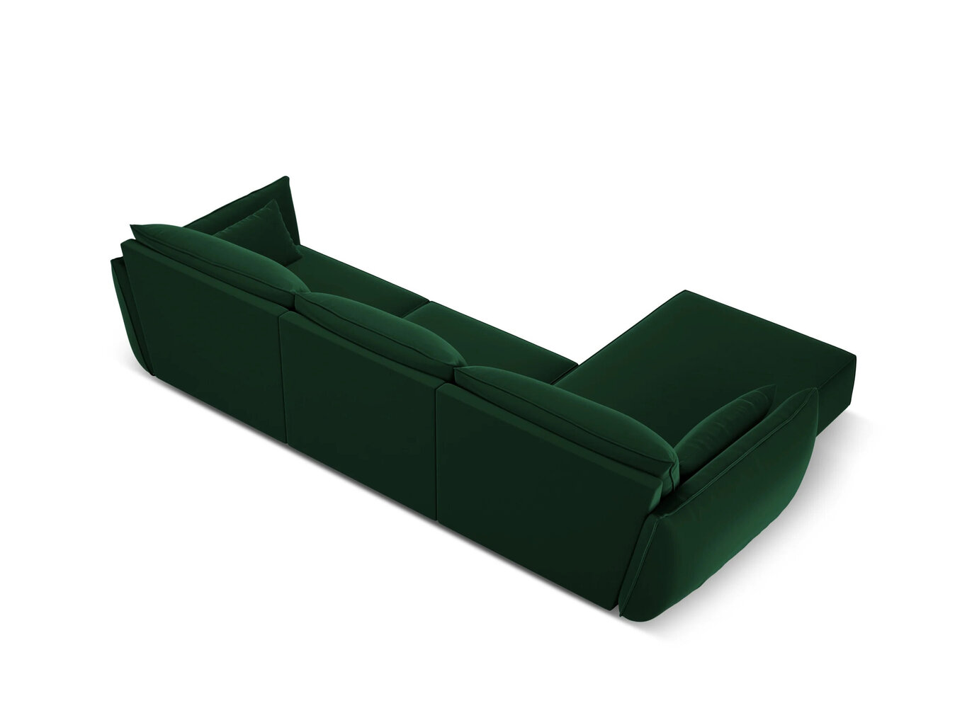 Kreisās puses stūra samta dīvāns Vanda, 4 sēdvietas, zaļa pudeļu kr. cena un informācija | Stūra dīvāni | 220.lv