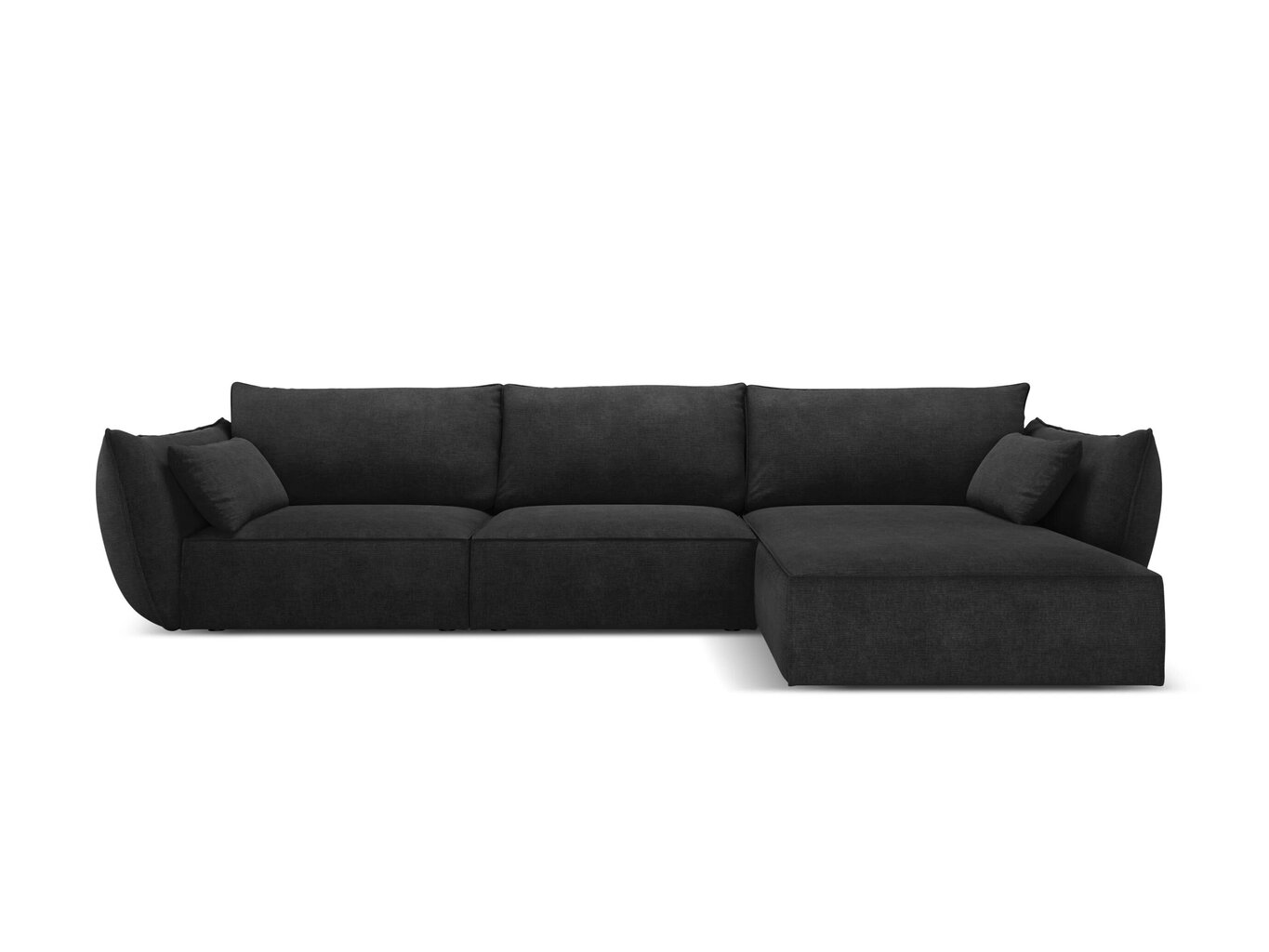Labās puses stūra dīvāns Vanda, 4 sēdvietas, tumši pelēks cena un informācija | Stūra dīvāni | 220.lv