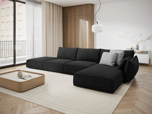 Labās puses stūra dīvāns Vanda, 5 sēdvietas, tumši pelēks cena un informācija | Stūra dīvāni | 220.lv