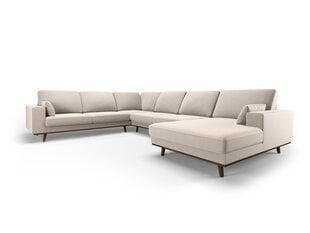Panorāmas kreisās puses stūra samta dīvāns Hebe, 6 sēdvietas, smilškrāsas cena un informācija | Stūra dīvāni | 220.lv