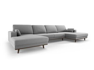Панорамный velvet диван Hebe, 6 мест, серый цвет цена и информация | Угловые диваны | 220.lv