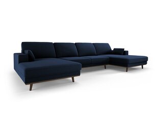 Panorāmas samta dīvāns Hebe, 6 sēdvietas, tumši zils cena un informācija | Stūra dīvāni | 220.lv