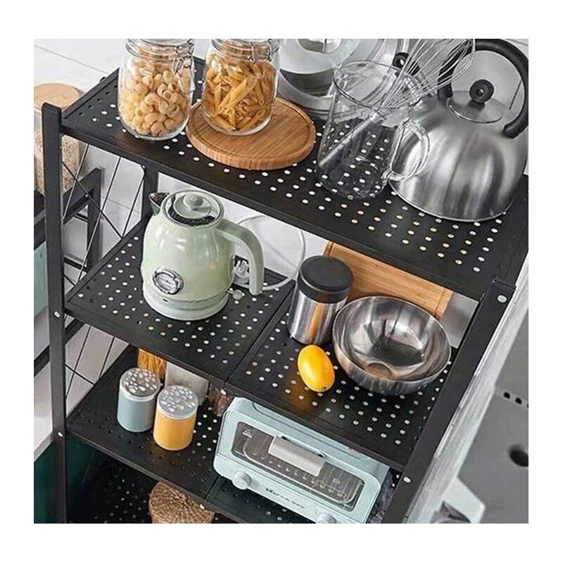 Saliekams mobilais virtuves statīvs FS003, melns cena un informācija | Plaukti | 220.lv