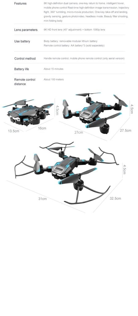 Drons, Lenovo G6Pro UAV 5G GPS , 2 kameras, 3 baterijas cena un informācija | Droni | 220.lv