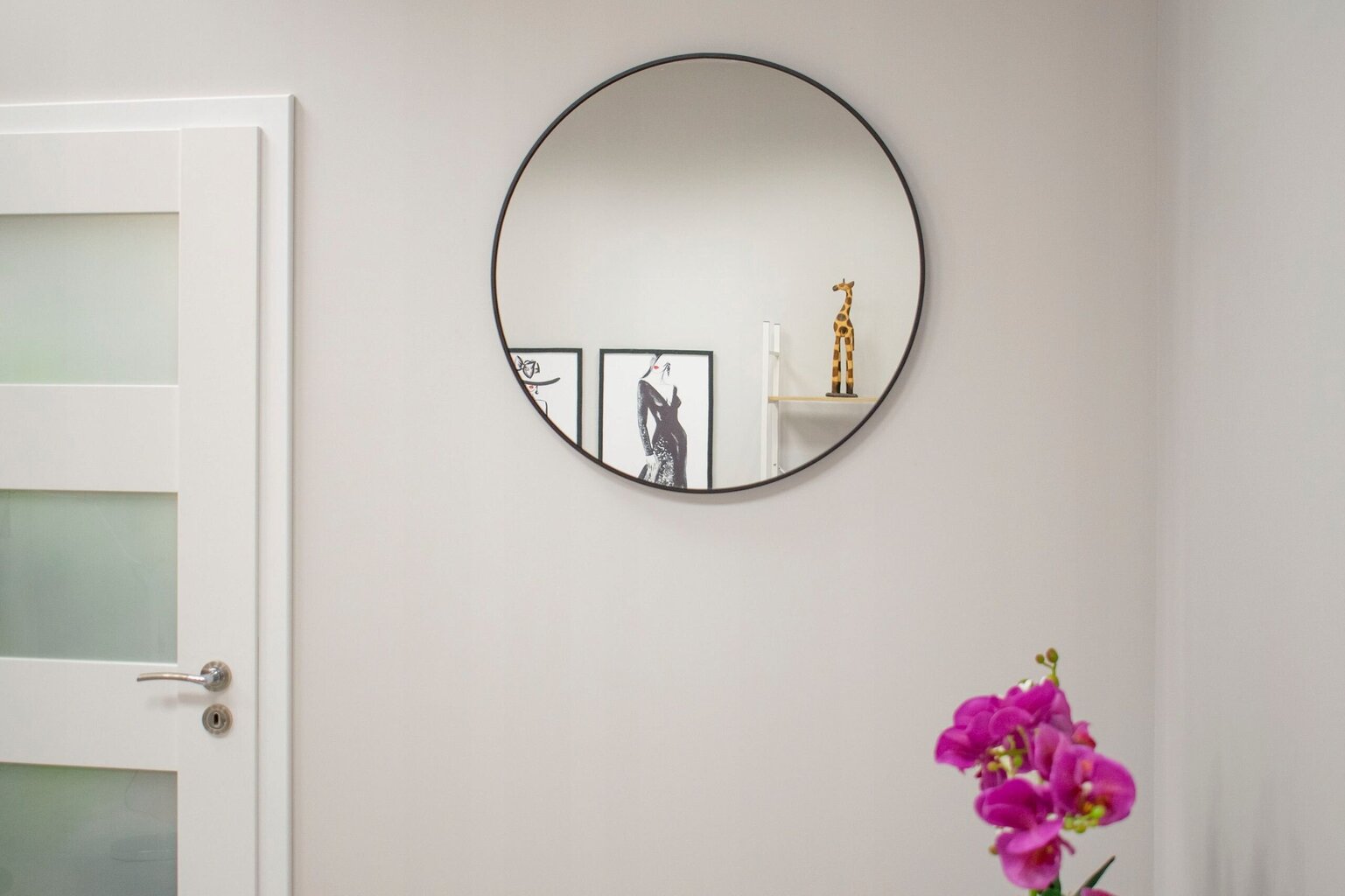 Sienas spogulis, 80 cm, melns cena un informācija | Spoguļi | 220.lv