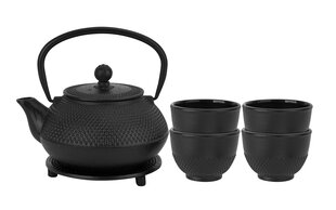 Japāņu stila čuguna tējas piederumu komplekts melns cena un informācija | Kafijas kannas, tējkannas | 220.lv