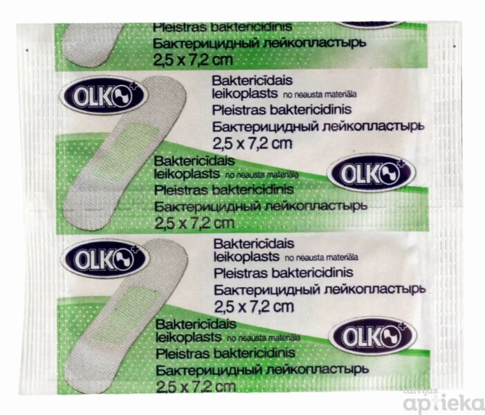 Plāksteris baktericīds Olko 2.5x7.2cm N1x2 cena un informācija | Pirmā palīdzība | 220.lv