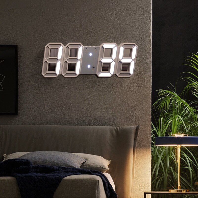 Liels LED skaitļu pulkstenis sienā - zaļas krāsas cena un informācija | Pulksteņi | 220.lv