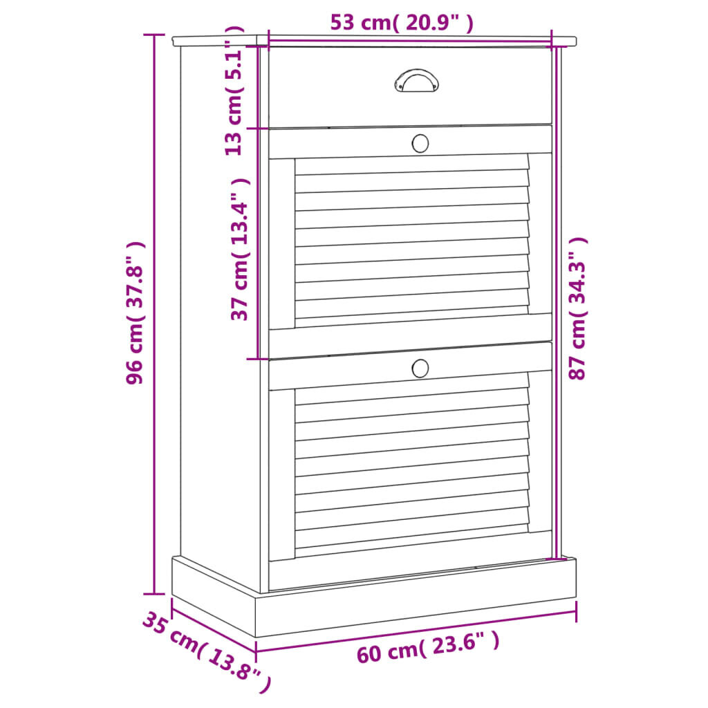 Apavu skapis vidaXL Vigo, 60x35x96 cm, pelēks цена и информация | Apavu skapji, apavu plaukti, priekšnama soliņi | 220.lv