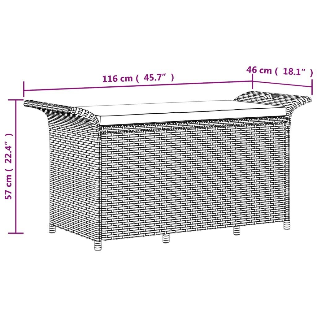 Dārza sols ar matraci vidaXL, 116x46x57 cm, brūns cena un informācija | Dārza soli | 220.lv