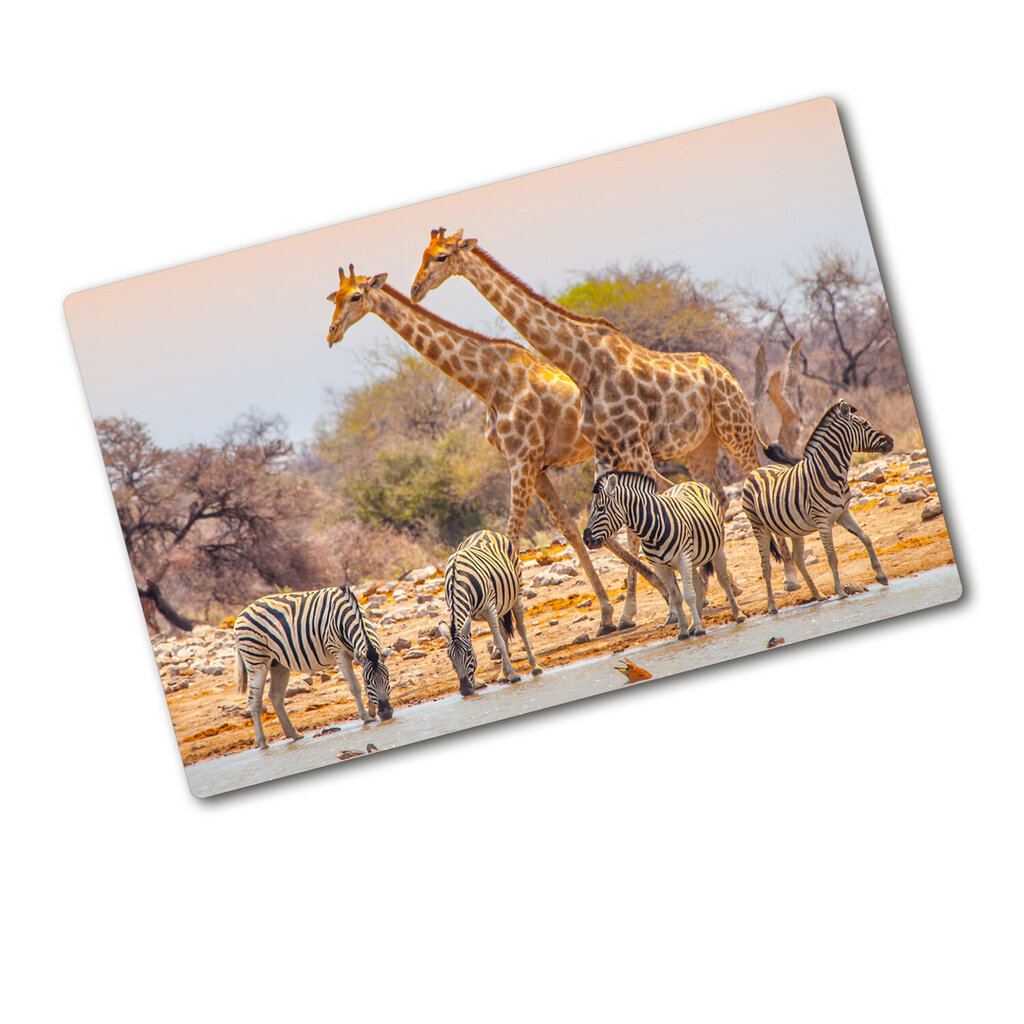 Tulup Griešanas dēlis, Žirafes un zebras, 80x52 cm cena un informācija | Griešanas dēlīši | 220.lv