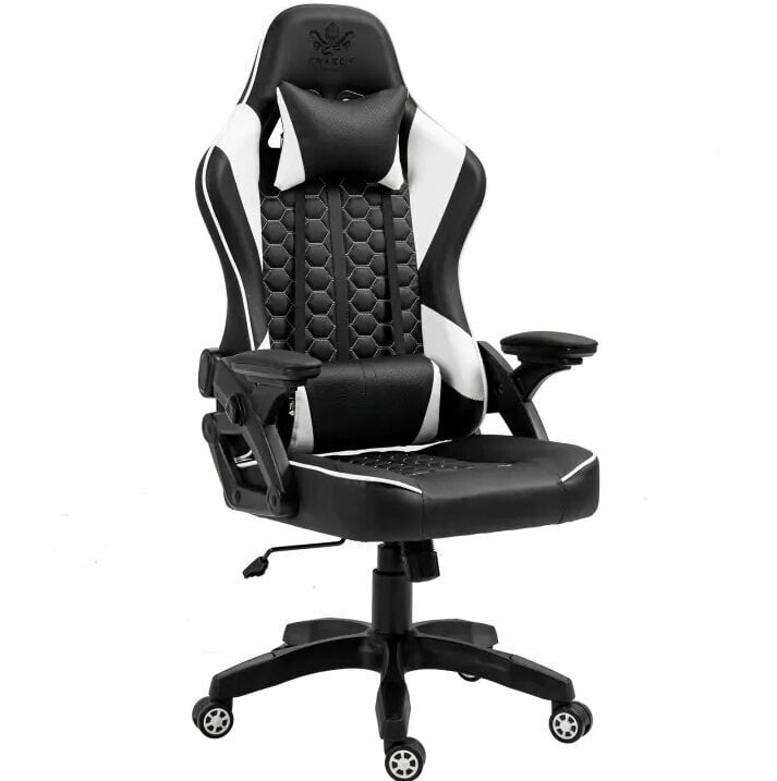 Grozāmais spēļu krēsls, Feyton, Kraken Chairs, melnbalts цена и информация | Biroja krēsli | 220.lv
