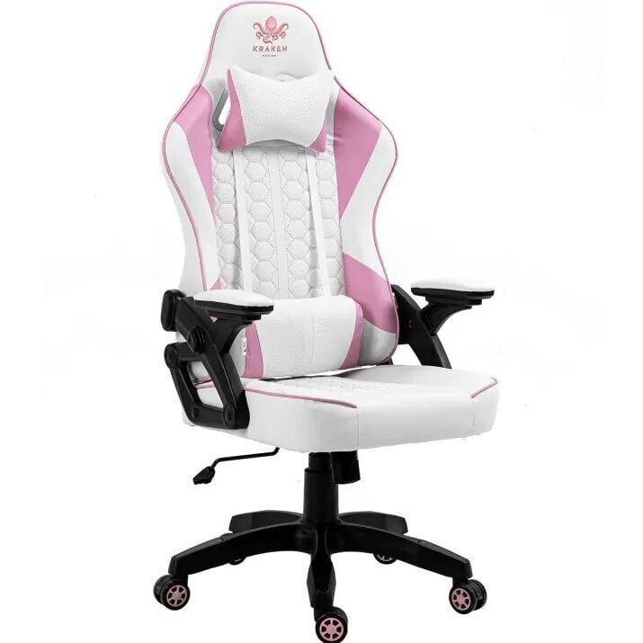Grozāmais spēļu krēsls, Feyton, Kraken krēsli, balts/rozā цена и информация | Biroja krēsli | 220.lv