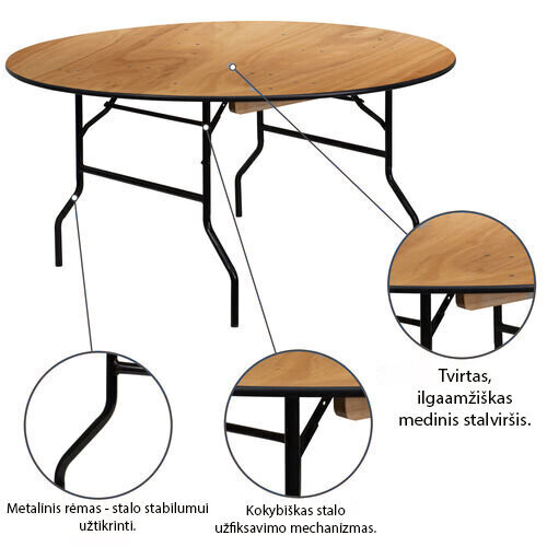 Apaļš galds koka Tonro, D180 cena un informācija | Dārza galdi | 220.lv