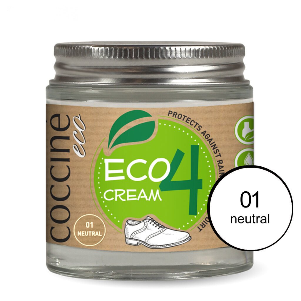 Videi draudzīgs bezkrāsains impregnēšanas krēms ādas apaviem - Coccine Eco Cream (neutral), 100 ml cena un informācija | Līdzekļi apģērbu un apavu kopšanai | 220.lv