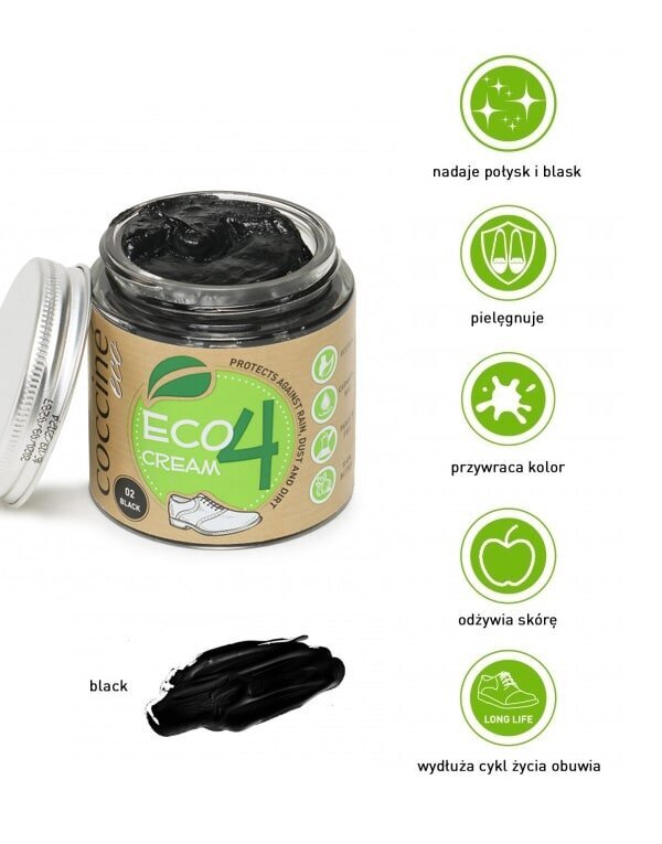 Videi draudzīgs melns impregnēšanas krēms ādas apaviem - Coccine Eco Cream , 100 ml cena un informācija | Līdzekļi apģērbu un apavu kopšanai | 220.lv