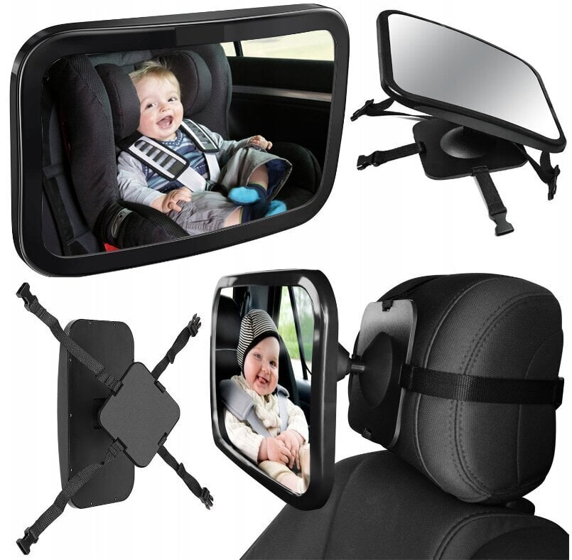 Auto spogulis bērna vērošanai Xtrobb, 30x29 cm, melns cena un informācija | Autokrēsliņu aksesuāri | 220.lv