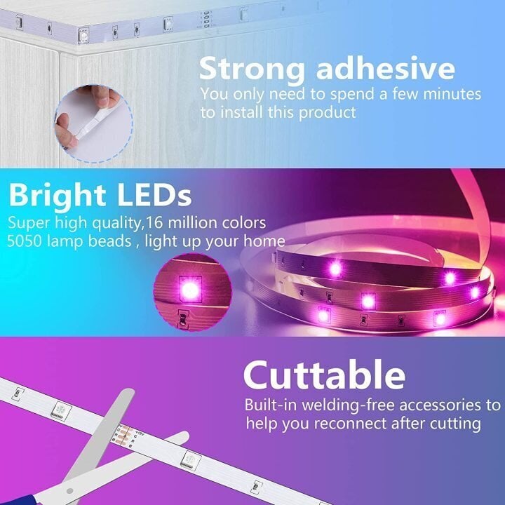 Viedā LED lente 5050 RGB Bluetooth, 15 m цена и информация | LED lentes | 220.lv