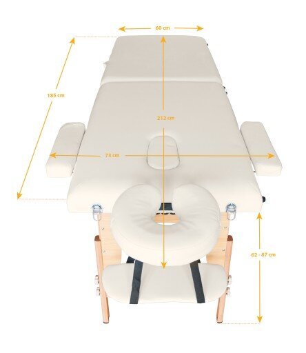Saliekamais masāžas galds I-Coucou, 212x73 cm, balts cena un informācija | Mēbeles skaistumkopšanas saloniem | 220.lv