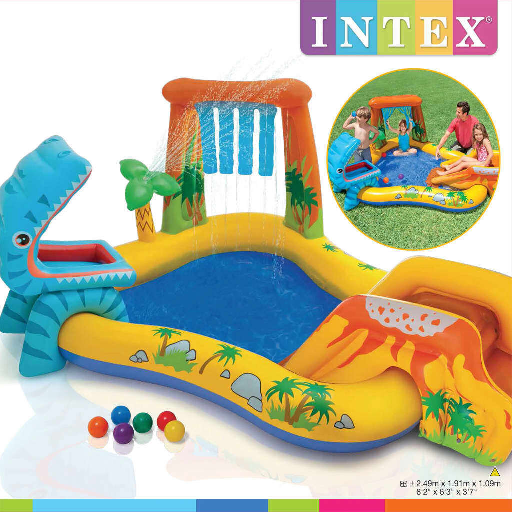 Intex piepūšamais baseins Dinosaur Play Center, 249x191x109cm, 57444NP цена и информация | Baseini | 220.lv