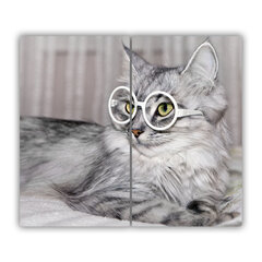 Tulup Griešanas dēlis, Kaķis ar brillēm, 2x30x52 cm cena un informācija | Griešanas dēlīši | 220.lv
