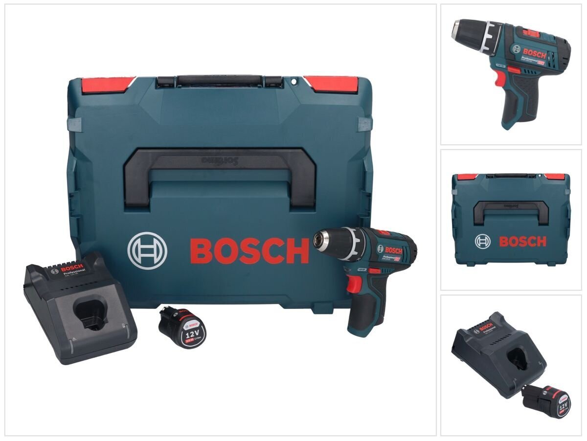 Professional bezvadu urbjmašīna Bosch GSR 12V-15, ar akumulatoru un lādētāju cena un informācija | Skrūvgrieži, urbjmašīnas | 220.lv