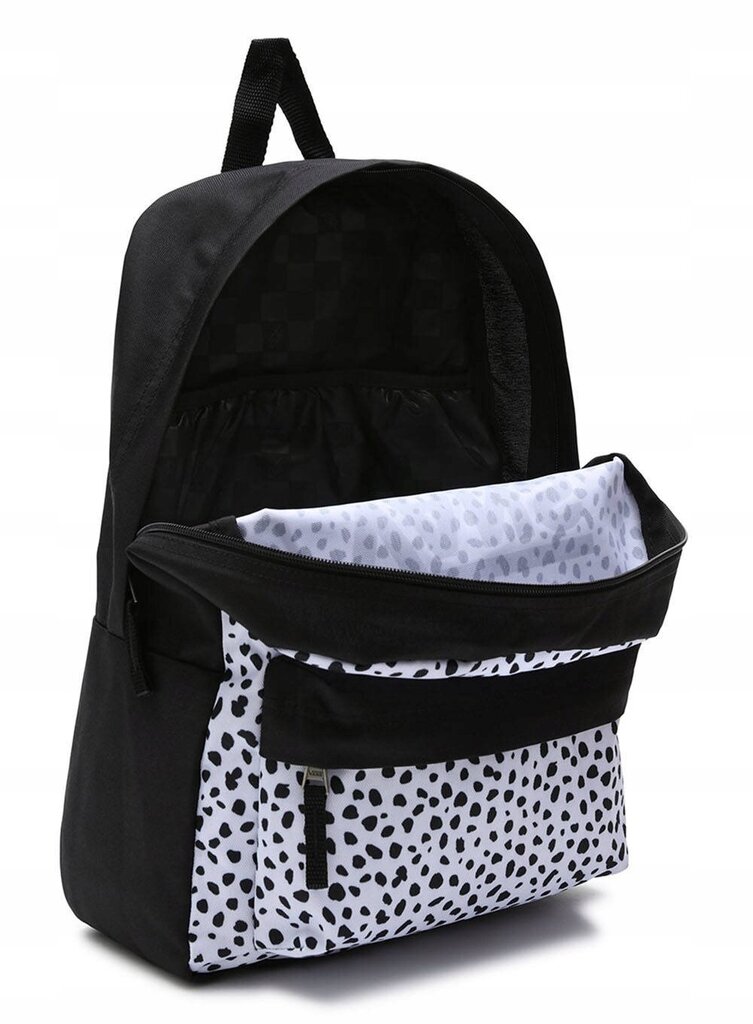 Skolas mugursoma Vans Girls Realm Dalmatian Black/White, VN0A4ULTY28 cena un informācija | Skolas somas | 220.lv