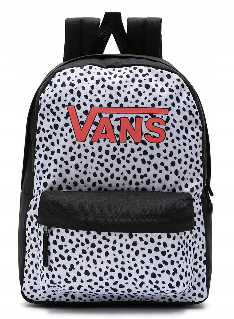 Skolas mugursoma Vans Girls Realm Dalmatian Black/White, VN0A4ULTY28 cena un informācija | Skolas somas | 220.lv