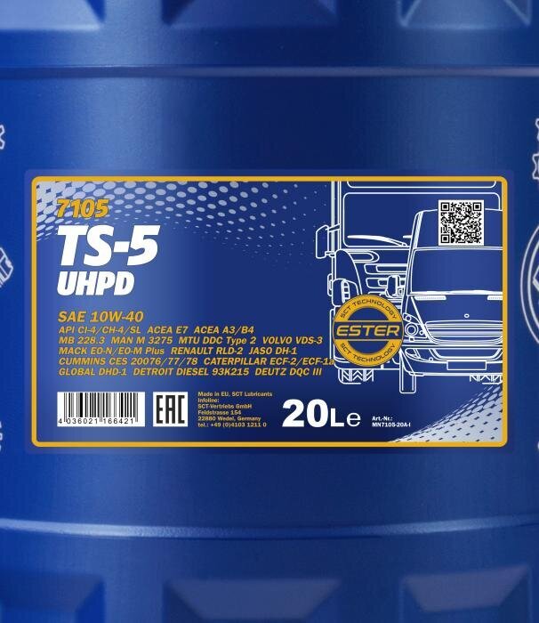 Motoreļļa Mannol 7105 TS-5 UHPD 10W-40, 20 l цена и информация | Motoreļļas | 220.lv