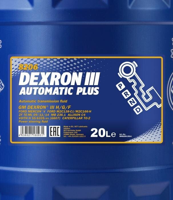 Transmisijas eļļa Mannol 8206 Dexron III Automatic Plus, 20 l cena un informācija | Eļļas citām autodaļām | 220.lv