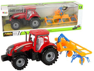 Sarkans traktors ar grābekļa berzes piedziņu cena un informācija | Rotaļlietas zēniem | 220.lv