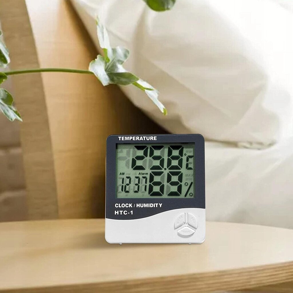 Laika stacija termometrs, digitālais higrometrs ar pulksteni цена и информация | Meteostacijas, āra termometri | 220.lv