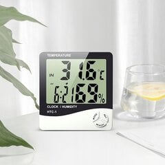 Laika stacija termometrs, digitālais higrometrs ar pulksteni cena un informācija | Meteostacijas, āra termometri | 220.lv