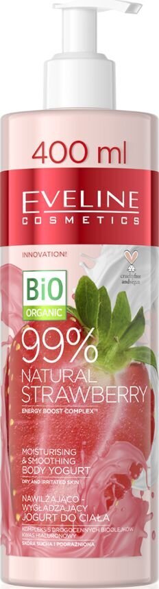 Krēms-jogurts Eveline Bio Organic 99% Natural STRAWBERRY, 400ml cena un informācija | Ķermeņa krēmi, losjoni | 220.lv