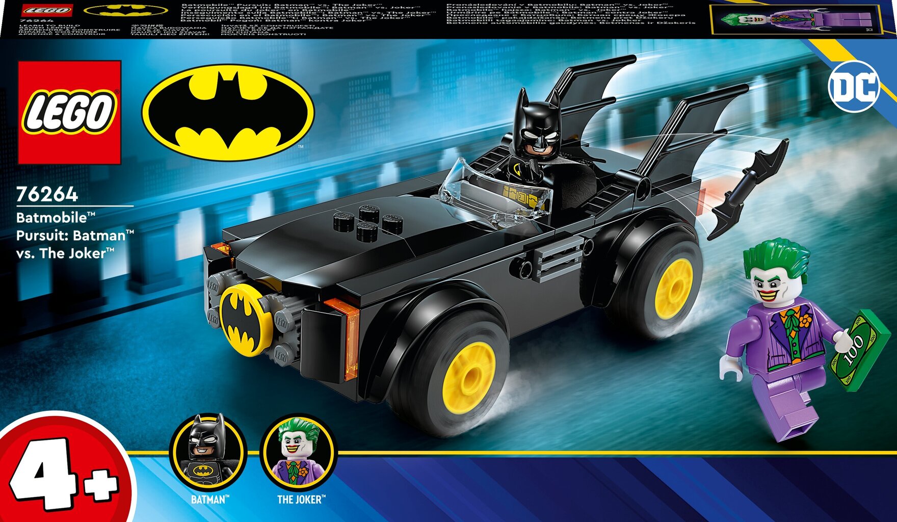 76264 LEGO® DC Batmobile™ pakaļdzīšanās: Betmens pret Džokeru Betmens un Džokers cena un informācija | Konstruktori | 220.lv