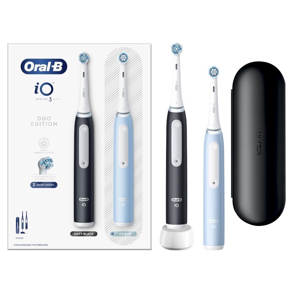 Oral-B iO3 Series Matt Black/Ice Blue Duo Pack cena un informācija | Elektriskās zobu birstes | 220.lv