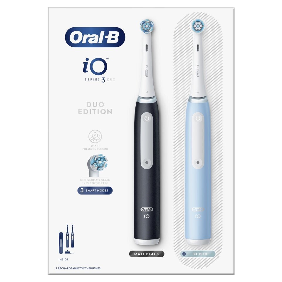 Oral-B iO3 Series Matt Black/Ice Blue Duo Pack cena un informācija | Elektriskās zobu birstes | 220.lv