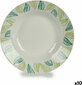 Bigbuy Home dziļais šķīvis, Ø 20,6 cm, balts/zaļš (10 gab.) cena un informācija | Trauki, šķīvji, pusdienu servīzes | 220.lv