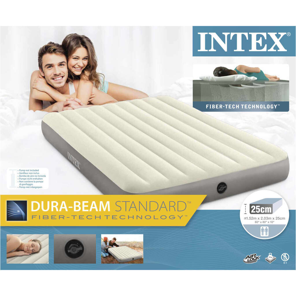 Intex piepūšams matracis Dura-Beam Standard Single-High, 152x203x25 cm cena un informācija | Piepūšamie matrači un mēbeles | 220.lv