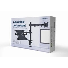 Monitora stiprinājums Gembird Adjustable Desk Mount with Monitor Arm and Notebook Tray cena un informācija | Monitora turētāji | 220.lv