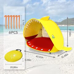 Meishang UV aizsargāta bērnu pludmales telts, 110x80x70cm, dzeltens cena un informācija | Teltis | 220.lv